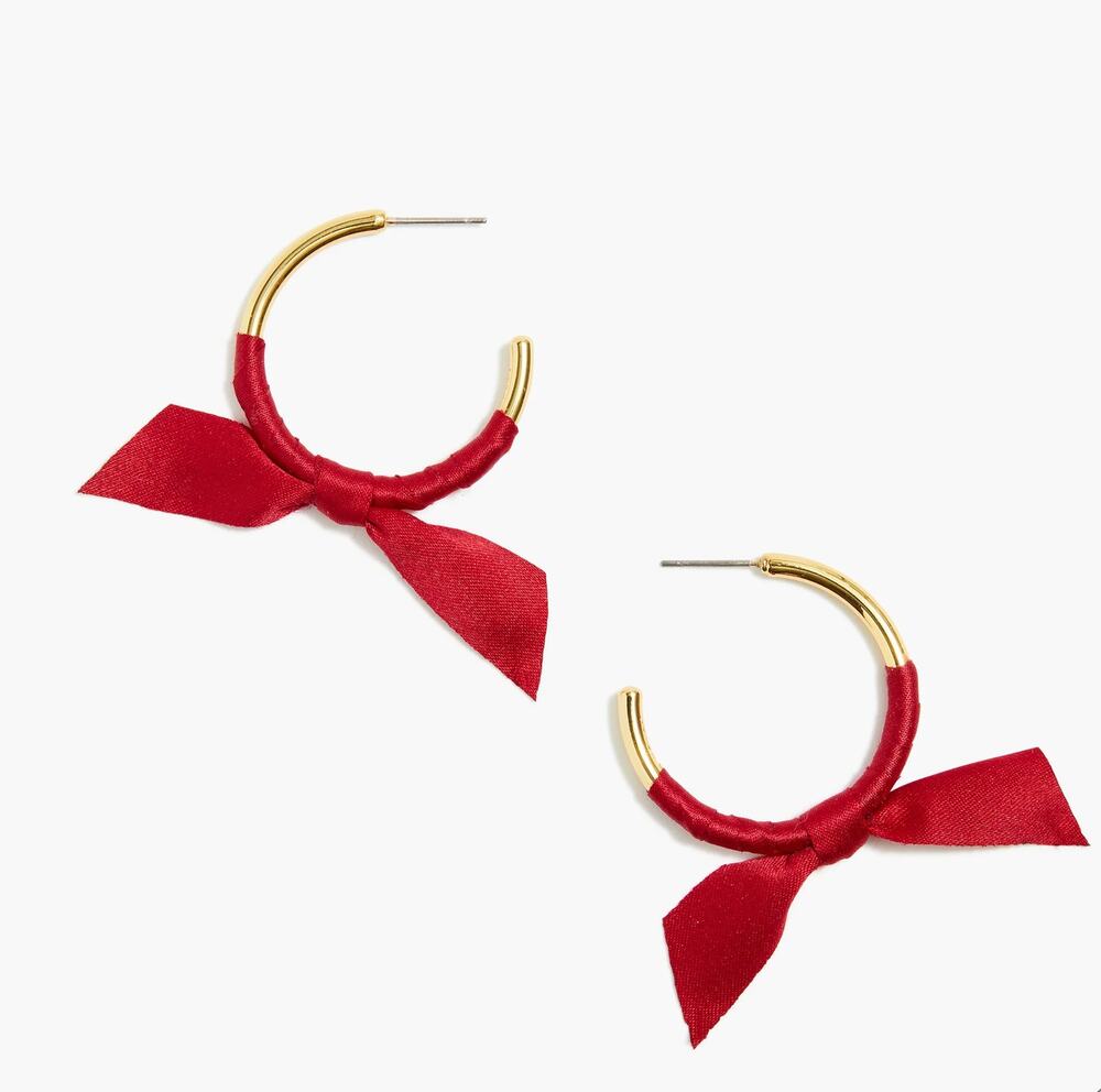 J.Crew Ribbon Wrapped Hoop Earrings Red